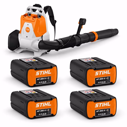 stihl set bra 200 soffiatore spalleggiato con 4 batterie ap 300 s
