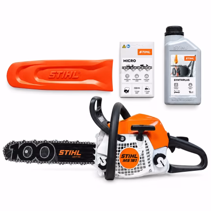 stihl ms 181 set avec 35 cm centennial 1 chaîne de rechange et 1 litre huile chaîne