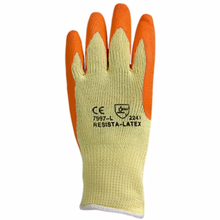 guanti di protezione resista con rivestimento in lattice, giallo arancio, elasticizzati