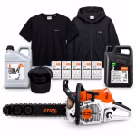 stihl ms 462 c m with 20″ (50 cm) “centennial” top set, 5 spare chains, 5 liters chain oil and motomix 100, cap, sweatshirt and t shirt “centennial”